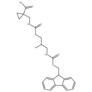 1-{[5-({[(9H-fluoren-9-yl)methoxy]carbonyl}amino)-4-methylpentanamido]methyl}cyclopropane-1-carboxylic acid Structure