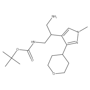 tert-butyl N-{3-amino-2-[1-methyl-3-(oxan-4-yl)-1H-pyrazol-4-yl]propyl}carbamate Structure