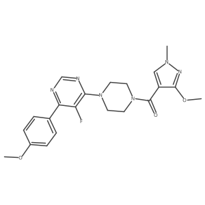 5-fluoro-4-[4-(3-methoxy-1-methyl-1H-pyrazole-4-carbonyl)piperazin-1-yl]-6-(4-methoxyphenyl)pyrimidine Structure