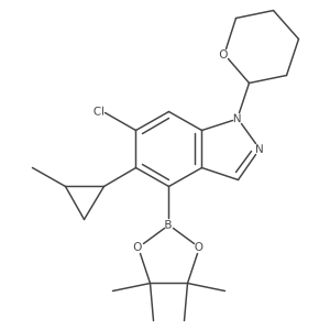 6-Chloro-5-(2-methylcyclopropyl)-1-(tetrahydro-2H-pyran-2-yl)-4-(4,4,5,5-tetramethyl-1,3,2-dioxaborolan-2-yl)-1H-indazole结构式
