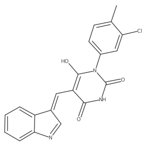 (E)-5-((1H-indol-3-yl)methylene)-1-(3-chloro-4-methylphenyl)pyrimidine-2,4,6(1H,3H,5H)-trione Structure