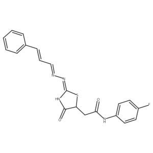 N-(4-fluorophenyl)-2-((E)-4-oxo-2-((E)-((E)-3-phenylallylidene)hydrazono)thiazolidin-5-yl)acetamide Structure