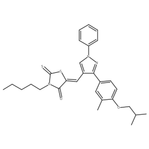 (5Z)-5-{[3-(4-Isobutoxy-3-methylphenyl)-1-phenyl-1H-pyrazol-4-YL]methylene}-3-pentyl-2-thioxo-1,3-thiazolidin-4-one Structure