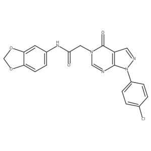 N-(benzo[d][1,3]dioxol-5-yl)-2-(1-(4-chlorophenyl)-4-oxo-1H-pyrazolo[3,4-d]pyrimidin-5(4H)-yl)acetamide结构式