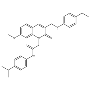 2-(3-(((4-ethylphenyl)amino)methyl)-7-methoxy-2-oxoquinolin-1(2H)-yl)-N-(4-isopropylphenyl)acetamide结构式