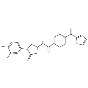 N-[1-(3,4-dimethylphenyl)-5-oxopyrrolidin-3-yl]-4-(furan-2-carbonyl)piperazine-1-carboxamide Structure