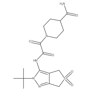 1-(2-((2-(tert-butyl)-5,5-dioxido-4,6-dihydro-2H-thieno[3,4-c]pyrazol-3-yl)amino)-2-oxoacetyl)piperidine-4-carboxamide Structure