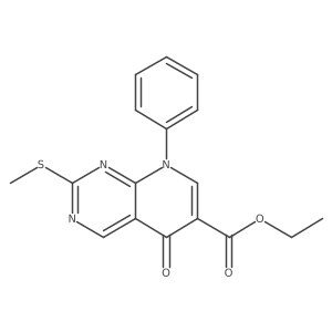 Ethyl 2-(methylthio)-5-oxo-8-phenyl-5,8-dihydropyrido[2,3-d]pyrimidine-6-carboxylate结构式