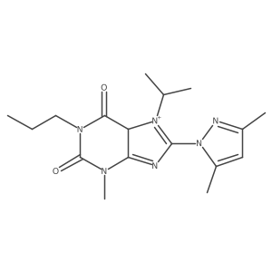 8-(3,5-dimethylpyrazol-1-yl)-3-methyl-7-propan-2-yl-1-propyl-5H-purin-7-ium-2,6-dione结构式