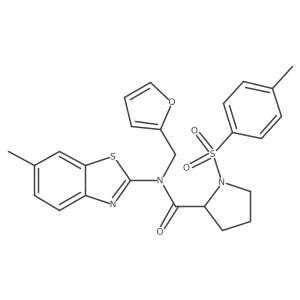 N-(furan-2-ylmethyl)-N-(6-methylbenzo[d]thiazol-2-yl)-1-tosylpyrrolidine-2-carboxamide结构式