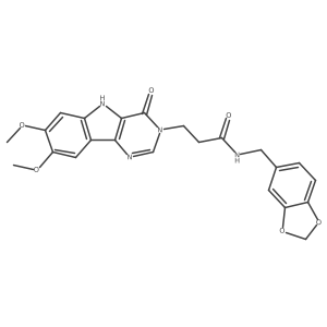 COc1cc2[nH]c3c(=O)n(CCC(=O)NCc4ccc5c(c4)OCO5)cnc3c2cc1OC结构式