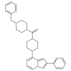 (4-Benzylpiperazin-1-yl)(1-(2-phenylpyrazolo[1,5-a]pyrazin-4-yl)piperidin-4-yl)methanone结构式