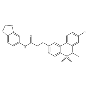N-1,3-benzodioxol-5-yl-2-[(8-chloro-6-methyl-5,5-dioxido-6H-pyrimido[5,4-c][2,1]benzothiazin-2-yl)thio]acetamide Structure