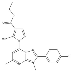 ethyl 5-amino-1-[2-(4-chlorophenyl)-3,5-dimethylpyrazolo[1,5-a]pyrimidin-7-yl]-1H-pyrazole-4-carboxylate结构式
