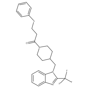 3-(phenylthio)-1-(4-((2-(trifluoromethyl)-1H-benzo[d]imidazol-1-yl)methyl)piperidin-1-yl)propan-1-one Structure