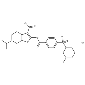 6-Isopropyl-2-(4-((3-methylpiperidin-1-yl)sulfonyl)benzamido)-4,5,6,7-tetrahydrothieno[2,3-c]pyridine-3-carboxamide hydrochloride Structure