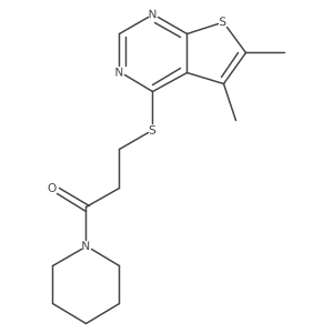 3-[(5,6-Dimethylthieno[2,3-d]pyrimidin-4-yl)sulfanyl]-1-(piperidin-1-yl)propan-1-one Structure
