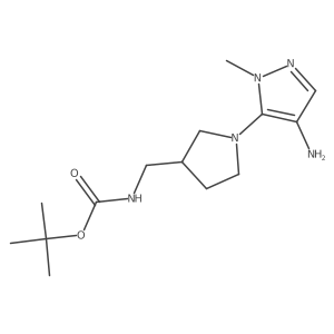(S)-3-(Boc-aminomethyl)-1-(4-amino-1-methyl-1H-pyrazol-5-YL)pyrrolidine结构式