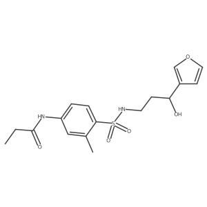 N-(4-(N-(3-(furan-3-yl)-3-hydroxypropyl)sulfamoyl)-3-methylphenyl)propionamide结构式