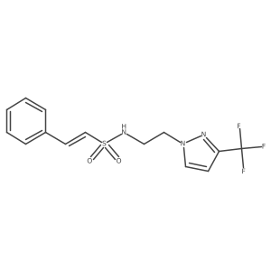 (E)-2-phenyl-N-(2-(3-(trifluoromethyl)-1H-pyrazol-1-yl)ethyl)ethenesulfonamide结构式