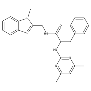 2-[(4,6-dimethyl-2-pyrimidinyl)amino]-N-[(1-methyl-1H-1,3-benzimidazol-2-yl)methyl]-3-phenylpropanamide结构式