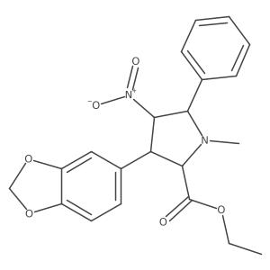 rel-(3R,4S,5S)-3-(1,3-Benzodioxol-5-yl)-1-methyl-4-nitro-5-phenyl-D-proline ethyl ester结构式