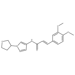(E)-3-(3,4-dimethoxyphenyl)-N-(1-(tetrahydrofuran-3-yl)-1H-pyrazol-4-yl)acrylamide结构式