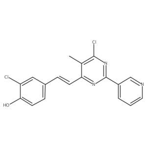 2-Chloro-4-[(E)-2-(6-chloro-5-methyl-2-pyridin-3-ylpyrimidin-4-yl)ethenyl]phenol Structure