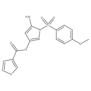 5-amino-1-((4-methoxyphenyl)sulfonyl)-1H-pyrazol-3-yl thiophene-3-carboxylate Structure