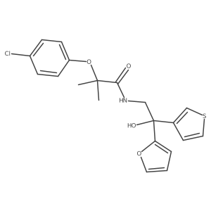 2-(4-chlorophenoxy)-N-(2-(furan-2-yl)-2-hydroxy-2-(thiophen-3-yl)ethyl)-2-methylpropanamide Structure