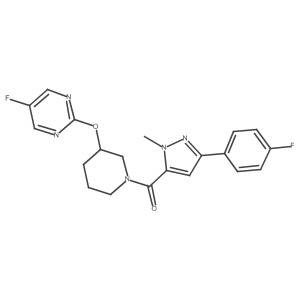 (3-(4-fluorophenyl)-1-methyl-1H-pyrazol-5-yl)(3-((5-fluoropyrimidin-2-yl)oxy)piperidin-1-yl)methanone Structure