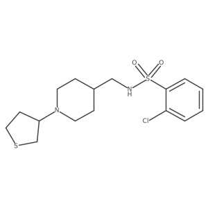 2-chloro-N-((1-(tetrahydrothiophen-3-yl)piperidin-4-yl)methyl)benzenesulfonamide结构式