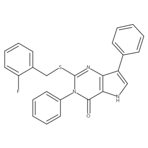2-((2-fluorobenzyl)thio)-3,7-diphenyl-3H-pyrrolo[3,2-d]pyrimidin-4(5H)-one结构式