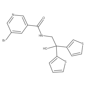 5-bromo-N-(2-hydroxy-2-(thiophen-2-yl)-2-(thiophen-3-yl)ethyl)nicotinamide结构式