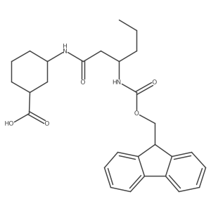 3-[(3R)-3-({[(9H-fluoren-9-yl)methoxy]carbonyl}amino)hexanamido]cyclohexane-1-carboxylic acid结构式