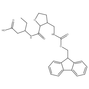 rac-3-{[(2R,3R)-3-[({[(9H-fluoren-9-yl)methoxy]carbonyl}amino)methyl]oxolan-2-yl]formamido}pentanoic acid结构式