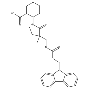 rac-(1R,2S)-2-{2-[({[(9H-fluoren-9-yl)methoxy]carbonyl}amino)methyl]-2-methylbutanamido}cyclohexane-1-carboxylic acid结构式