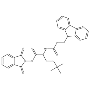 1,3-dioxo-2,3-dihydro-1H-isoindol-2-yl (2R)-3-(tert-butoxy)-2-({[(9H-fluoren-9-yl)methoxy]carbonyl}amino)propanoate结构式