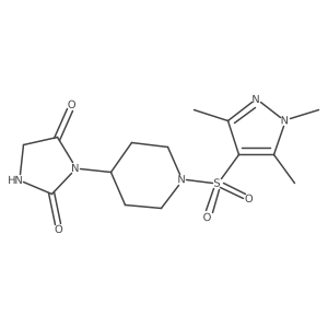 3-(1-((1,3,5-trimethyl-1H-pyrazol-4-yl)sulfonyl)piperidin-4-yl)imidazolidine-2,4-dione结构式