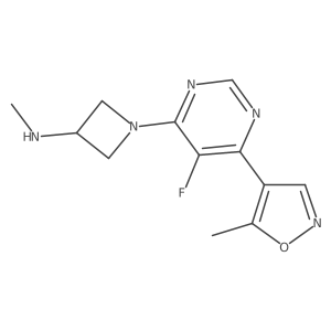 1-[5-fluoro-6-(5-methyl-1,2-oxazol-4-yl)pyrimidin-4-yl]-N-methylazetidin-3-amine Structure