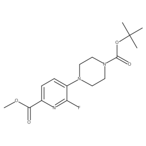 1,1-Dimethylethyl 4-[2-fluoro-6-(methoxycarbonyl)-3-pyridinyl]-1-piperazinecarboxylate结构式
