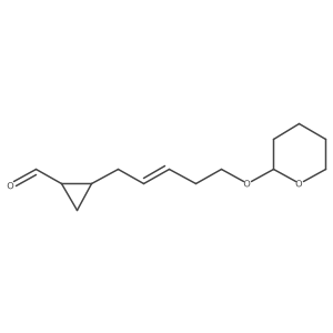 (1R,2S)-2-((Z)-5-((Tetrahydro-2H-pyran-2-yl)oxy)pent-2-en-1-yl)cyclopropane-1-carbaldehyde结构式