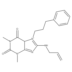 1,3-dimethyl-7-(3-phenylpropyl)-8-(prop-2-enylamino)-5H-purin-7-ium-2,6-dione结构式