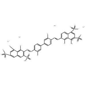 Copper(2+) sodium 4-amino-6-({4'-[(1,8-dioxido-3-sulfo-6-sulfonatonaphthalen-2-yl)diazenyl]-3,3'-dioxido[1,1'-biphenyl]-4-yl}diazenyl)-5-oxidonaphthalene-1,3-disulfonate (2/4/1)结构式