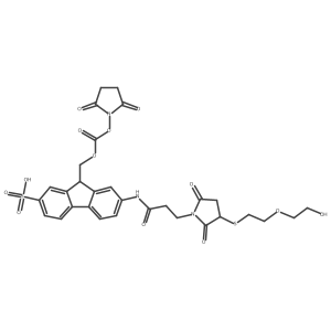 Poly(oxy-1,2-ethanediyl), I+/--[2-[[1-[3-[[9-[[[[(2,5-dioxo-1-pyrrolidinyl)oxy]carbonyl]oxy]methyl]-7-sulfo-9H-fluoren-2-yl]amino]-3-oxopropyl]-2,5-dioxo-3-pyrrolidinyl]thio]ethyl]-I-hydroxy-结构式