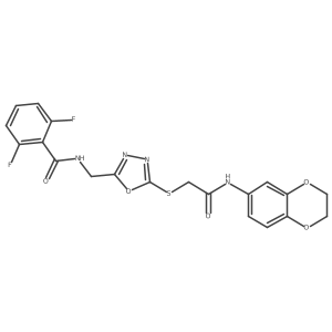 N-[[5-[2-(2,3-dihydro-1,4-benzodioxin-6-ylamino)-2-oxidanylidene-ethyl]sulfanyl-1,3,4-oxadiazol-2-yl]methyl]-2,6-bis(fluoranyl)benzamide结构式
