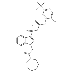 2-((1-(2-(azepan-1-yl)-2-oxoethyl)-1H-indol-3-yl)sulfonyl)-N-(2-chloro-5-(trifluoromethyl)phenyl)acetamide Structure