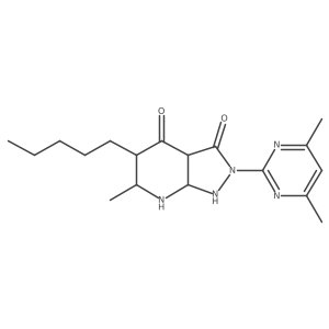 2-(4,6-Dimethylpyrimidin-2-yl)-6-methyl-5-pentyl-1,3a,5,6,7,7a-hexahydropyrazolo[3,4-b]pyridine-3,4-dione结构式