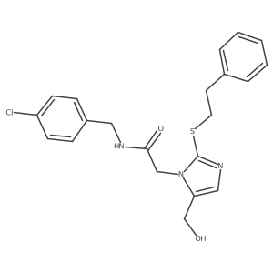 N-(4-chlorobenzyl)-2-(5-(hydroxymethyl)-2-(phenethylthio)-1H-imidazol-1-yl)acetamide结构式