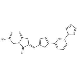 (E)-2-(5-((5-(3-(1H-tetrazol-1-yl)phenyl)furan-2-yl)methylene)-4-oxo-2-thioxothiazolidin-3-yl)acetic acid Structure
